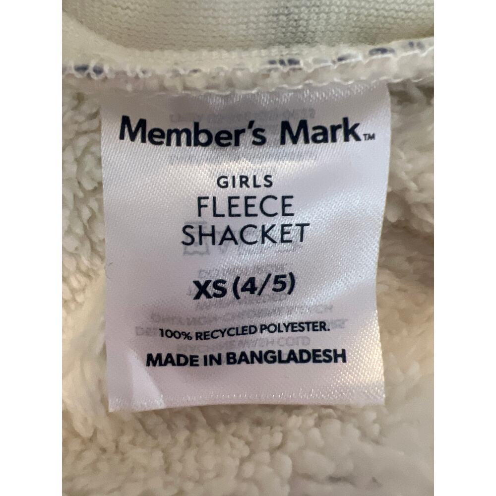 Members Mark Girls Sherpa Lined Shacket Blue Cream Size XS (4/5) NWT - Picture 10 of 16